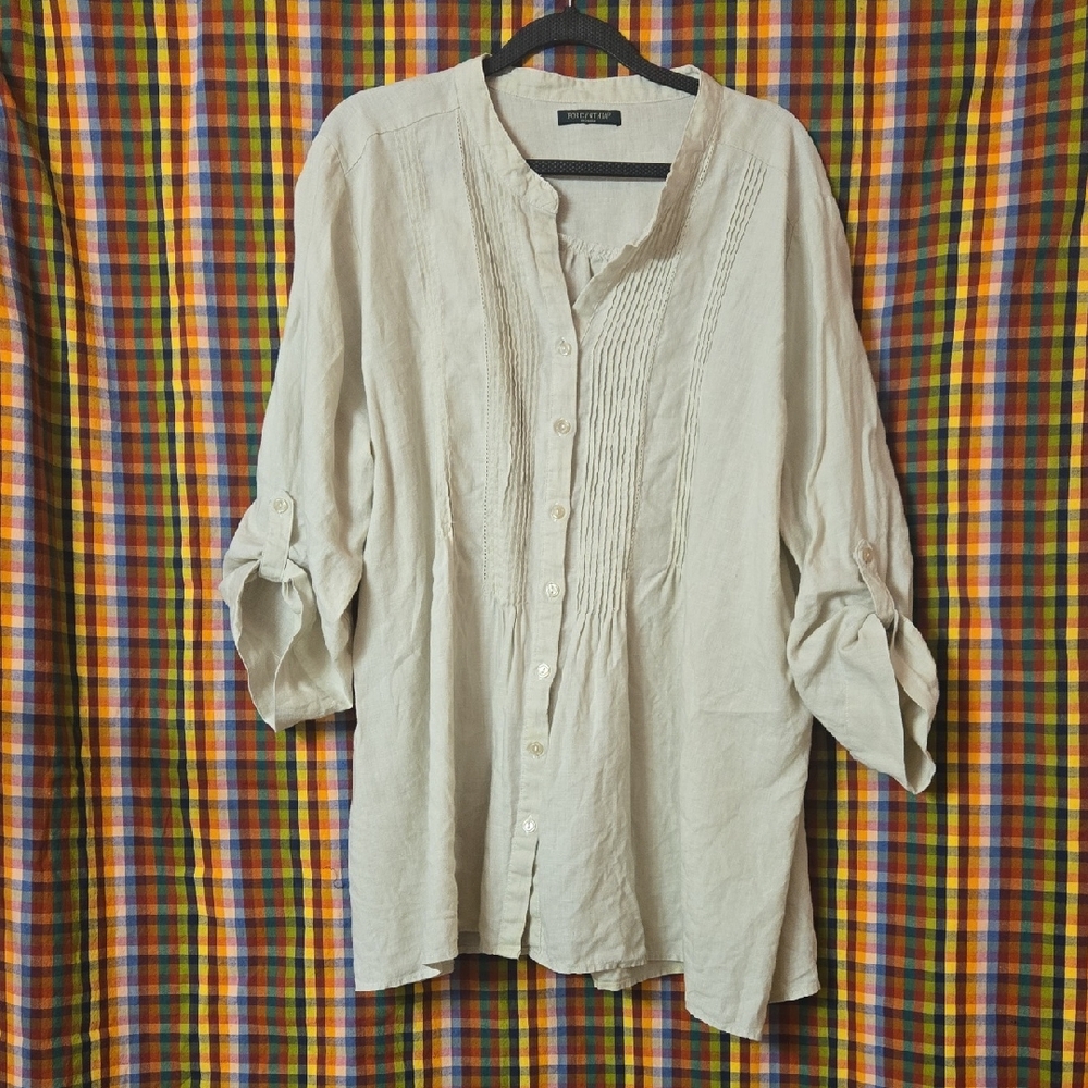 For Cynthia 100% Linen Tunic Pinktucked Sz XL?